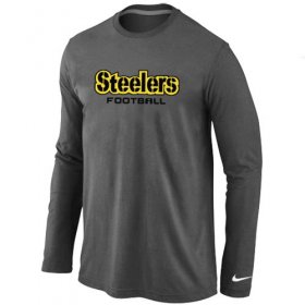 Wholesale Cheap Nike Pittsburgh Steelers Authentic Font Long Sleeve T-Shirt Dark Grey