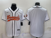 Wholesale Cheap Men's Cincinnati Bengals Blank White With Patch Cool Base Stitched Baseball Jersey