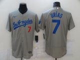 Wholesale Cheap Men's Los Angeles Dodgers #7 Julio Urias Grey Stitched MLB Cool Base Nike Jersey