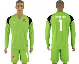 Wholesale Cheap Sevilla #1 Sergio Rico Green Goalkeeper Long Sleeves Soccer Club Jersey