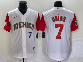 Wholesale Cheap Men\'s Mexico Baseball #7 Julio Urias Number 2023 White Red World Classic Stitched Jersey 17