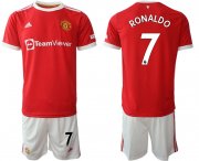 Wholesale Cheap Men 2021-2022 Club Manchester United home red 7 Adidas Soccer Jersey1