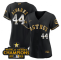 Wholesale Cheap Women's Houston Astros #44 Yordan Alvarez Black Gold 2022 World Serise Champions Patch Stitched Baseball Jersey