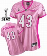 Wholesale Cheap Steelers #43 Troy Polamalu Pink Lady Super Bowl XLV Stitched NFL Jersey