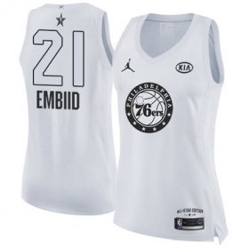 Wholesale Cheap Nike Philadelphia 76ers #21 Joel Embiid White Women\'s NBA Jordan Swingman 2018 All-Star Game Jersey