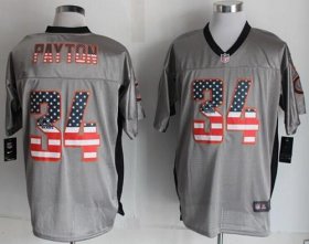 Wholesale Cheap Nike Bears #34 Walter Payton Grey Men\'s Stitched NFL Elite USA Flag Fashion Jersey
