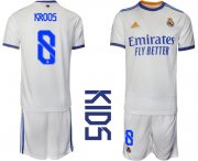 Wholesale Cheap Youth 2021-2022 Club Real Madrid home white 8 Soccer Jerseys