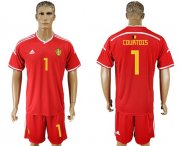 Wholesale Cheap Belgium #1 Courtois Red Home Soccer Country Jersey