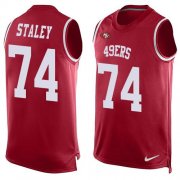 Wholesale Cheap Nike 49ers #74 Joe Staley Red Team Color Men's Stitched NFL Limited Tank Top Jersey