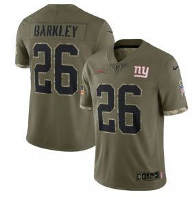 Wholesale Cheap Men\'s New York Giants #26 Saquon Barkley 2022 Olive Salute To Service Limited Stitched Jersey