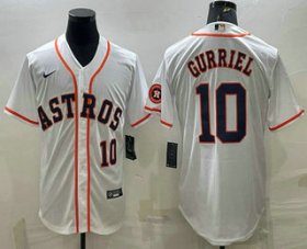 Wholesale Cheap Men\'s Houston Astros #10 Yuli Gurriel Number White With Patch Stitched MLB Cool Base Nike Jersey