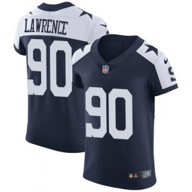 Wholesale Cheap Nike Cowboys #90 Demarcus Lawrence Navy Blue Thanksgiving Men\'s Stitched NFL Vapor Untouchable Throwback Elite Jersey