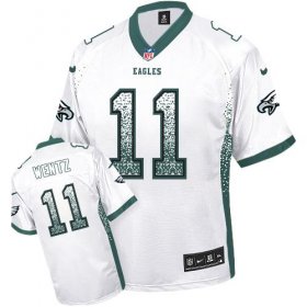 Wholesale Cheap Nike Eagles #11 Carson Wentz White Men\'s Stitched NFL Elite Drift Fashion Jersey