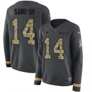 Wholesale Cheap Nike Patriots #14 Mohamed Sanu Sr Anthracite Salute to Service Women's Stitched NFL Limited Therma Long Sleeve Jersey