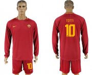 Wholesale Cheap Roma #10 Totti Home Long Sleeves Soccer Club Jersey
