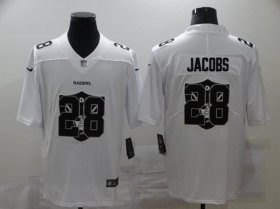Wholesale Cheap Men\'s Las Vegas Raiders #28 Josh Jacobs White 2020 Shadow Logo Vapor Untouchable Stitched NFL Nike Limited Jersey