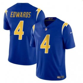 Cheap Men\'s Los Angeles Chargers #4 Gus Edwards Royal Vapor Limited Football Stitched Jersey