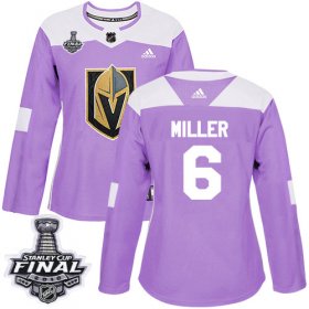 Wholesale Cheap Adidas Golden Knights #6 Colin Miller Purple Authentic Fights Cancer 2018 Stanley Cup Final Women\'s Stitched NHL Jersey