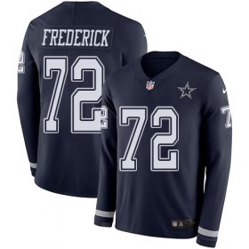 Wholesale Cheap Nike Cowboys #72 Travis Frederick Navy Blue Team Color Men\'s Stitched NFL Limited Therma Long Sleeve Jersey