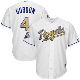 Wholesale Cheap Royals #4 Alex Gordon White 2015 World Series Champions Gold Program Cool Base Stitched Youth MLB Jersey