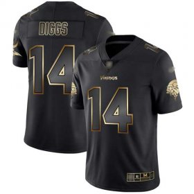 Wholesale Cheap Nike Vikings #14 Stefon Diggs Black/Gold Men\'s Stitched NFL Vapor Untouchable Limited Jersey
