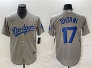 Cheap Men's Los Angeles Dodgers #17 Shohei Ohtani Gray Cool Base Stitched Jersey