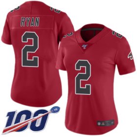 Wholesale Cheap Nike Falcons #2 Matt Ryan Red Women\'s Stitched NFL Limited Rush 100th Season Jersey