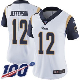 Wholesale Cheap Nike Rams #12 Van Jefferson White Women\'s Stitched NFL 100th Season Vapor Untouchable Limited Jersey
