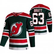 Wholesale Cheap New Jersey Devils #63 Jesper Bratt Green Men's Adidas 2020-21 Reverse Retro Alternate NHL Jersey