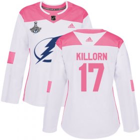 Cheap Adidas Lightning #17 Alex Killorn White/Pink Authentic Fashion Women\'s 2020 Stanley Cup Champions Stitched NHL Jersey