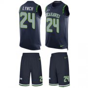 Wholesale Cheap Nike Seahawks #24 Marshawn Lynch Steel Blue Team Color Men's Stitched NFL Limited Tank Top Suit Jersey