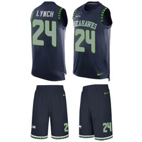 Wholesale Cheap Nike Seahawks #24 Marshawn Lynch Steel Blue Team Color Men\'s Stitched NFL Limited Tank Top Suit Jersey