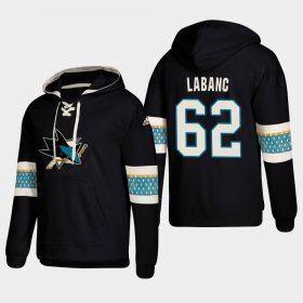 Wholesale Cheap San Jose Sharks #62 Kevin Labanc Black adidas Lace-Up Pullover Hoodie