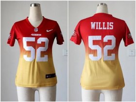 Wholesale Cheap Nike 49ers #52 Patrick Willis Red/Gold Women\'s Stitched NFL Elite Fadeaway Fashion Jersey