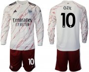 Wholesale Cheap Men 2020-2021 club Arsenal away long sleeve 10 white Soccer Jerseys
