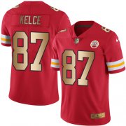 Wholesale Cheap Nike Chiefs #87 Travis Kelce Red Men's Stitched NFL Limited Gold Rush Jersey