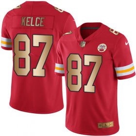 Wholesale Cheap Nike Chiefs #87 Travis Kelce Red Men\'s Stitched NFL Limited Gold Rush Jersey