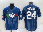 Wholesale Cheap Men's Los Angeles Dodgers #24 Kobe Bryant Navy Blue Pinstripe 2020 World Series Cool Base Nike Jersey