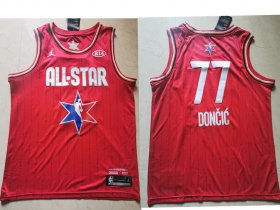 Wholesale Cheap Men\'s Dallas Mavericks #77 Luka Doncic Red Jordan Brand 2020 All-Star Game Swingman Stitched NBA Jersey