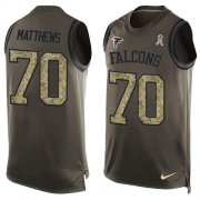 Wholesale Cheap Nike Falcons #70 Jake Matthews Green Men's Stitched NFL Limited Salute To Service Tank Top Jersey