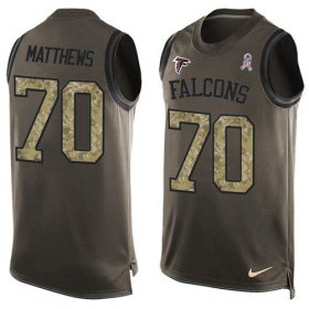 Wholesale Cheap Nike Falcons #70 Jake Matthews Green Men\'s Stitched NFL Limited Salute To Service Tank Top Jersey