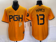 Wholesale Cheap Men's Pittsburgh Pirates #13 KeBryan Hayes Gold 2023 City Connect Stitched Jersey