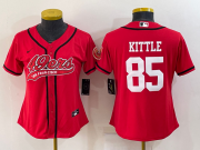Wholesale Cheap Women's San Francisco 49ers #85 George Kittle Red With Patch Cool Base Stitched Baseball Jersey