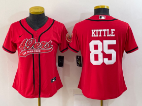 Wholesale Cheap Women\'s San Francisco 49ers #85 George Kittle Red With Patch Cool Base Stitched Baseball Jersey