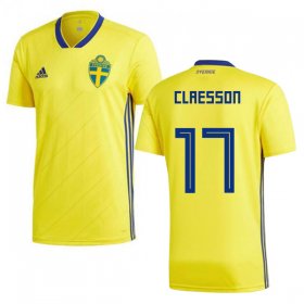 Wholesale Cheap Sweden #17 Claesson Home Soccer Country Jersey
