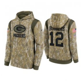 Wholesale Cheap Men\'s Green Bay Packers #12 Aaron Rodgers Camo 2021 Salute To Service Therma Performance Pullover Hoodie