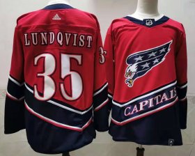 Wholesale Cheap Men\'s Washington Capitals #35 Henrik Lundqvist Red 2021 Retro Stitched NHL Jersey