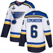 Wholesale Cheap Adidas Blues #6 Joel Edmundson White Road Authentic 2019 Stanley Cup Champions Stitched NHL Jersey