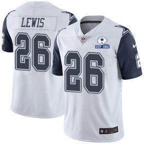 Wholesale Cheap Nike Cowboys #26 Jourdan Lewis White Men\'s Stitched With Established In 1960 Patch NFL Limited Rush Jersey
