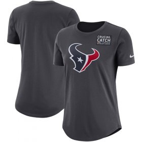 Wholesale Cheap NFL Women\'s Houston Texans Nike Anthracite Crucial Catch Tri-Blend Performance T-Shirt